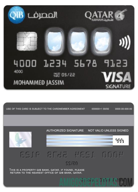 Qatar QIB Bank Qatar Airways Co Branded Visa Signature Card real example